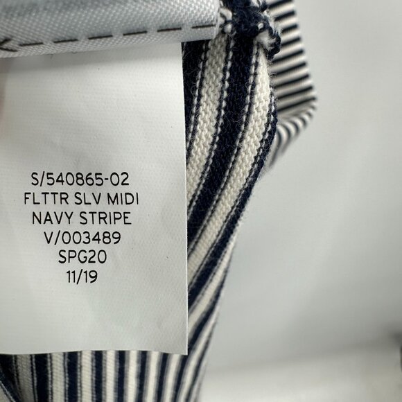 Gap Flutter Sleeve Midi Dress Navy Stripe Preppy Classiccore Knit Tie Medium - Picture 9 of 9